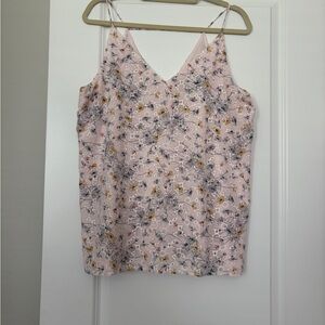 LOFT Pink Floral Embroidered Blouse Size L - worn once - little snug!